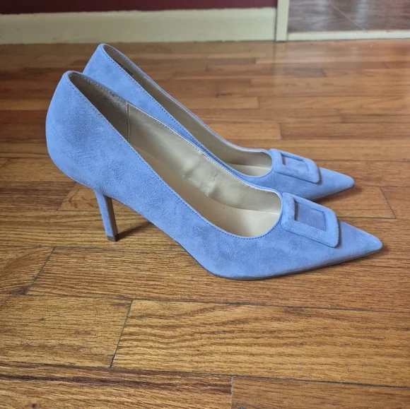 Ann Taylor Shoes Ann Taylor Buckle Pointy Toe Suede Pumps Nwob